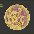 Futuristic Purple Spherical Component With Metallic Finish Geometric Patterns And Green Accents