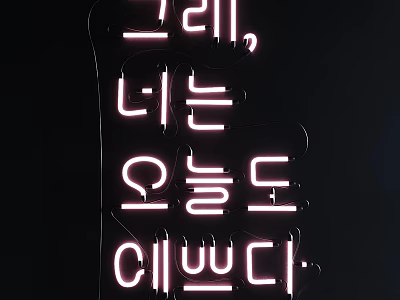 Pink Neon Decorative Lights With Korean Text Design For Ambient Home Decor 3d model