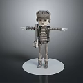 Intricate Robot Style Sculpture With Mechanical Arms Helmet And Backpack On White Base