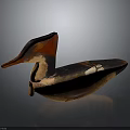 Duck Wooden Carving With Red Head And White Spots Decorative Piece