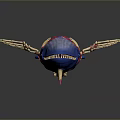 Detailed Whale Skeleton Model with Blue Head Tail Red Decoration and Golden Bones