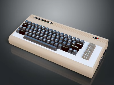 Vintage Computer Keyboard With Beige And Black Design Classic Key Layout And Ports 3d model