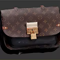 Stylish Leather Crossbody Bag With Classic Pattern Brown Exterior Red Accents And Metal Lock Closure