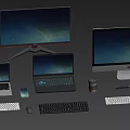 Modern Computer Workspace With Laptops Monitors Keyboard Mouse Smartphone Coffee Cup And Plant