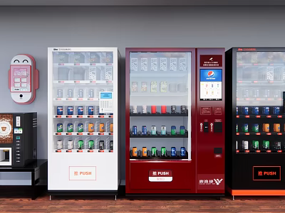 Commercial Vending Machines With Beverage Snack And Electronic Product Dispensers 3d model