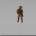 Tactical Military Soldier in Camouflage Uniform Holding Rifle With Helmet and Gear