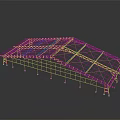 Industrial Metal Frame Structure With Arch Roof And Steel Beams Construction Skeleton