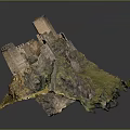 Cartoon Scenery With Great Wall Model Featuring Towers Walls And Grassy Terrain