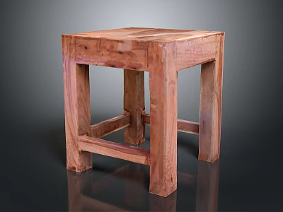 Rustic Wooden Square Side Table With Natural Grain And Solid Structure 3d model