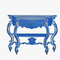 Elegant White European Style Dining Table With Gold Accents Curved Legs And Carved Details