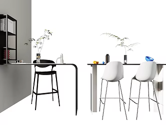 Modern Bar Chair Combination Bar Chair 3d model