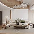 Loft Living Room Modern Design With Cloud Lights And Wood Accents