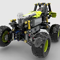 Building Blocks Monster Truck with Large Yellow Gray Tires and Mechanical Structure