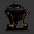 Ornate Decorative Furniture Piece With Carved Lid And Intricate Decorative Legs