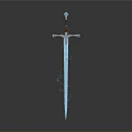 Fantasy Decorative Sword With Blue Spiral Patterns Red Brown Hilt And Gemstone Pommel