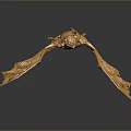 Golden Bat Sculpture Featuring Spread Wings and Intricate Hollow Patterns on Dark Background
