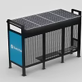 Modern Bus Stop Traffic Sign With Roof Bench Perforated Panels And Blue Screen