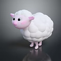 Cute Cartoon Sheep Character With White Wool And Pink Ears Nose Legs