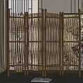 Folding Bamboo Room Divider With Natural Design And Greenery Elements 3d model