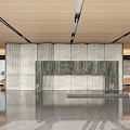 Modern Court Lobby Design With Marble Accents And Digital Screen