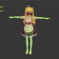 Anime Game Movie Character With Blonde Long Hair Black White Maid Outfit And Arms Outstretched