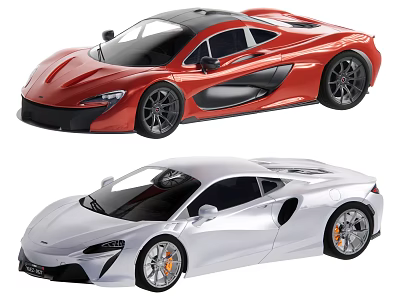 Red and Silver Two Door Sports Cars With Sleek Design And Alloy Wheels 3d model