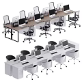 Modern Office Desks With Multiple Workstations Computer Monitors And Rolling Chairs 3d model