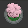 Decorative Ornament Set with Transparent Glass Bowl Pink Blossom Tree and Small Decorations on Tray