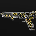 Custom Decorative Rifle With Yellow Black Stripes And Skull Pattern Design 3d model
