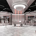 Modern Clothing Store Interior With Shoe Displays Clothing Racks And Display Tables