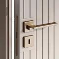 Modern Hinged Doors Featuring Vertical Slats And Metallic Handles In Interior Design