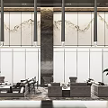 Modern Reception Area Sales Office Negotiation Area Sofa Coffee Table Combination Sand Table Front Desk Wine Rack Art Chandelier Display Cabinet 3d model