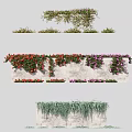 Various Types Of Decorative Vines With Red And Purple Flowers Growing On Stone Wall