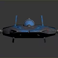 Futuristic Blue Winged Sci Fi Spaceship With Transparent Cockpit And Metallic Thrusters 3d model