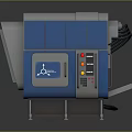 Industrial Machine With Blue Gray Exterior Control Panel And Indicator Lights