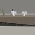 Modern Company Reception Area Bar Reception Desk 3d model