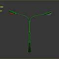 Outdoor Street Light With Curved Double Headed Design And Yellow Lamps On Black Pole