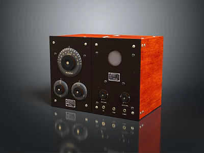Musical Instruments Art Supplies Retro Wooden Enclosure With Black Panel Knobs Dials And Ports 3d model