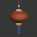 Red Decorative Lantern With Gold Trim For Home Furniture Accent