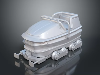 Modern Silver Tracked Vehicle 3D Model With Seat And Handrail Design 3d model