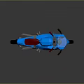 Blue Modern Motorcycle With Red Seat Silver Parts Streamlined Body And Black Wheels