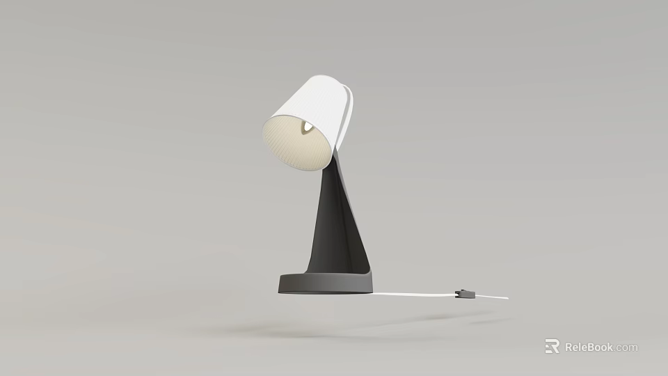 Modern Minimalist Table Lamp With White Shade And Black Base For Desk Reading 3d model 