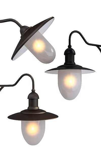 Stylish Black Metal Wall Lights With Glass Shades And Illuminated Bulbs 3d model