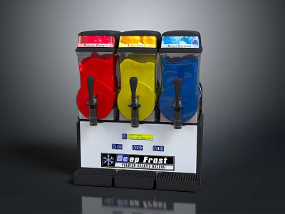 BUBB FRESH Commercial Beverage Dispenser With Red Yellow Blue Tanks Design 3d model