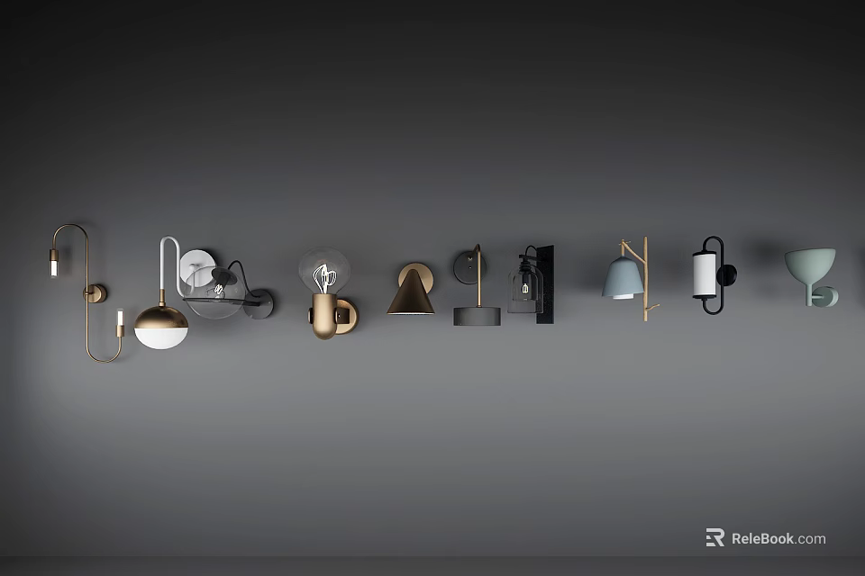 Stylish Modern Wall Lamps With Diverse Designs And Color Options For Interiors 3d model 