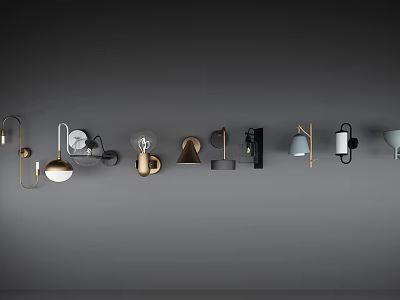 Stylish Modern Wall Lamps With Diverse Designs And Color Options For Interiors 3d model