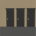 Classic Black Security Doors with Intricate Carved Designs and Golden Handles