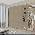 Modern Natural Wood Wardrobe With Sliding Doors And Spacious Open Illuminated Clothing Storage For Bedroom