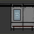 Modern Bus Shelter Equipment With Roof Glass Panels And Red Bench