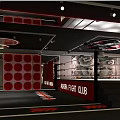 Urban Fight Club Boxing Ring Fitness Training Space With Red Black Decor